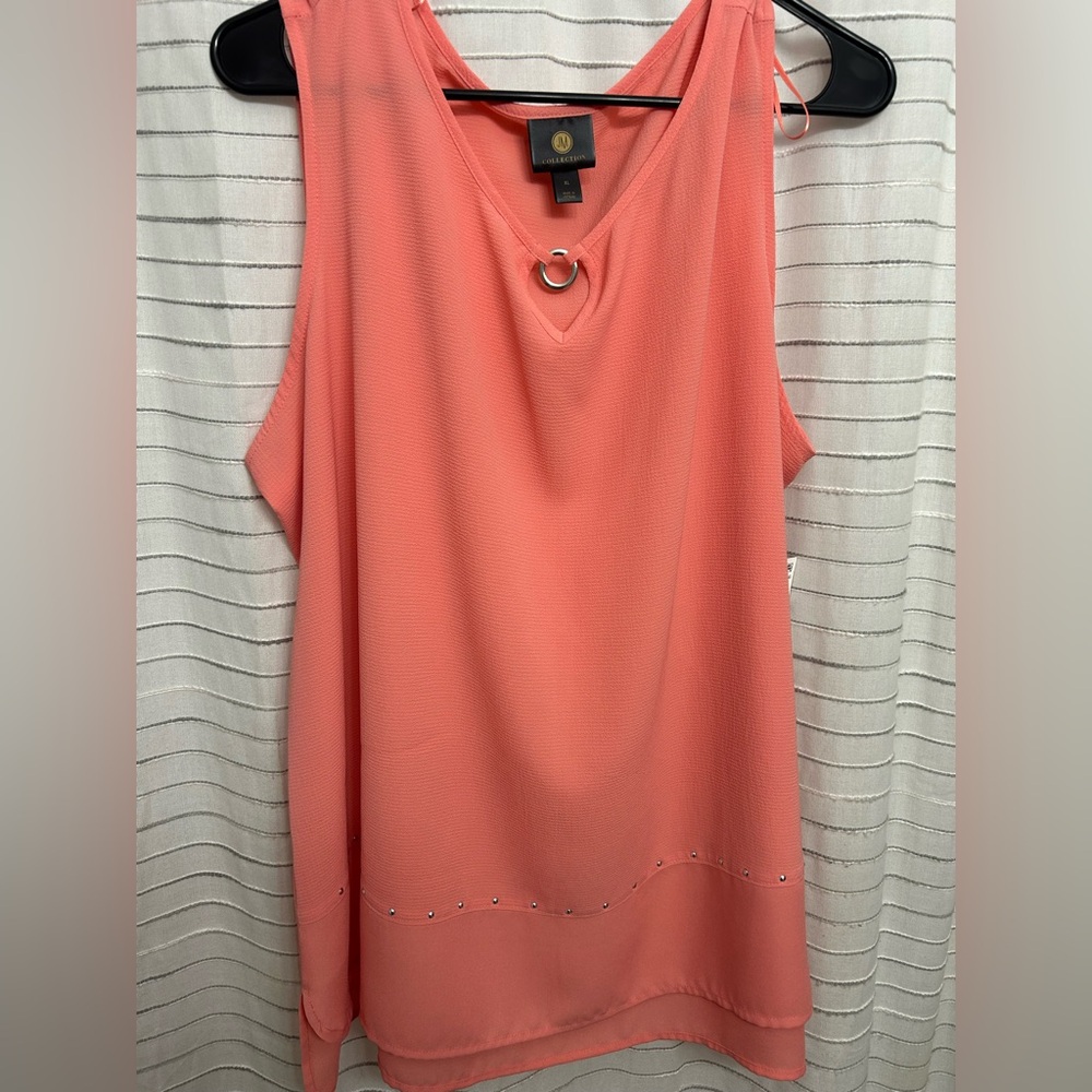 Sleeveless blouse, coral color. Womens sz XL